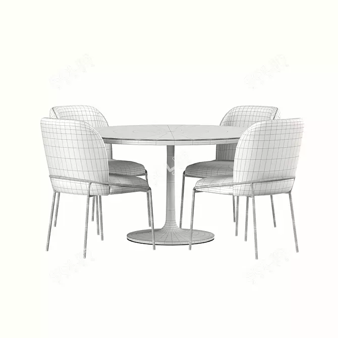 Elegant Marble Dining Set 3D model image 4