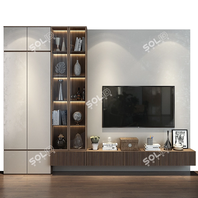 Modern TV Wall Set 187 | Customizable & Easy to Install 3D model image 1