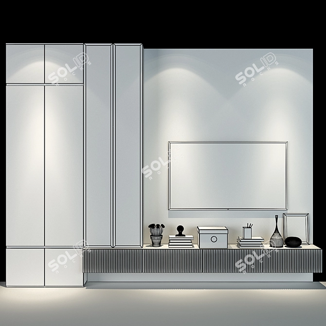 Modern TV Wall Set 187 | Customizable & Easy to Install 3D model image 2