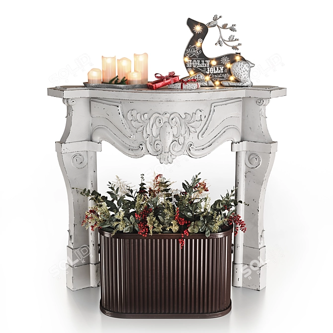 Holly Jolly Christmas Mantel Set 3D model image 10