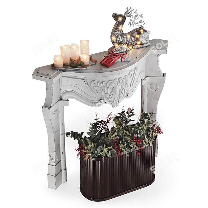 Holly Jolly Christmas Mantel Set 3D model image 11