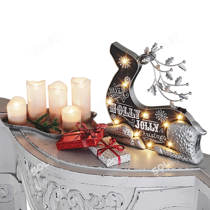 Holly Jolly Christmas Mantel Set 3D model image 12
