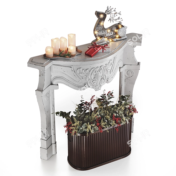 Holly Jolly Christmas Mantel Set 3D model image 17