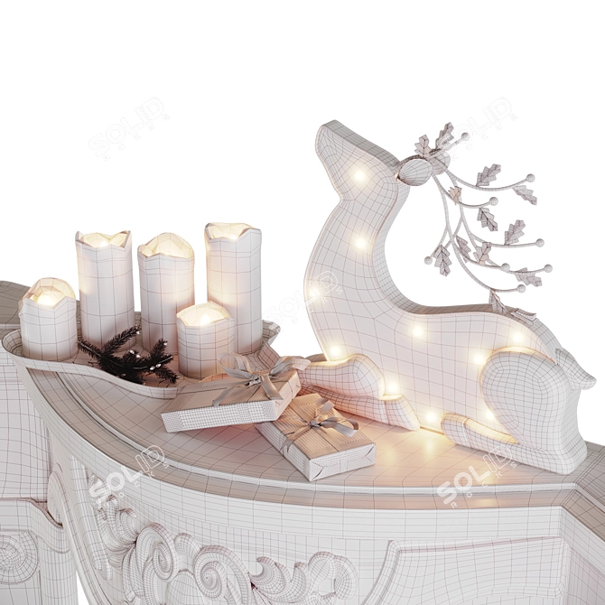 Holly Jolly Christmas Mantel Set 3D model image 4