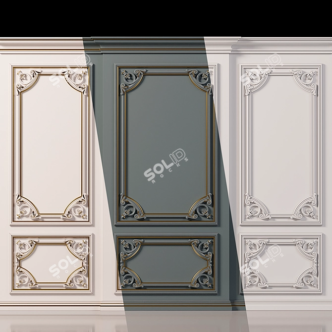 Elegant Wall Molding Design 3D model image 1