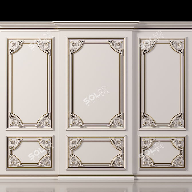 Elegant Wall Molding Design 3D model image 3