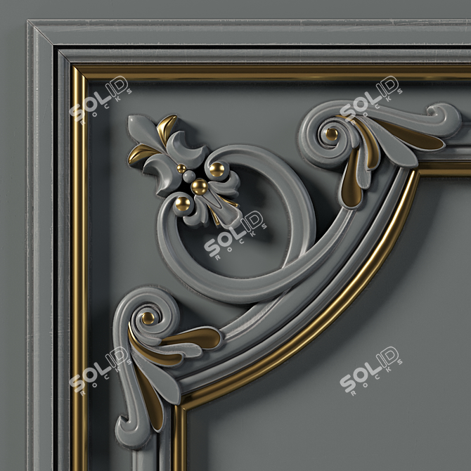 Elegant Wall Molding Design 3D model image 5