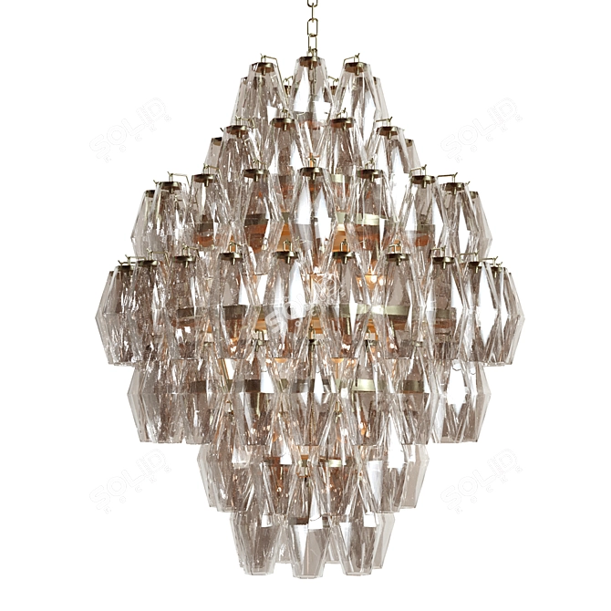 Smoked Glass Elegance: Benini Chandelier 3D model image 1