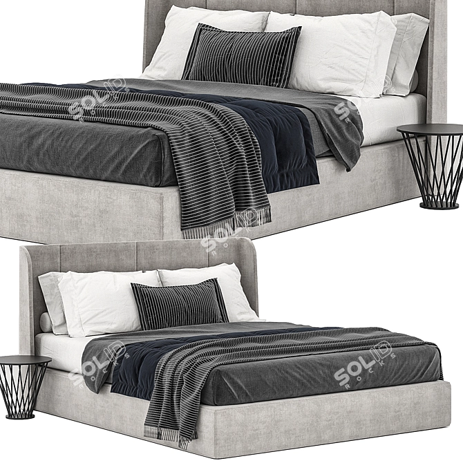 Modern Gray Bed - Ikea Tufjord 3D model image 1