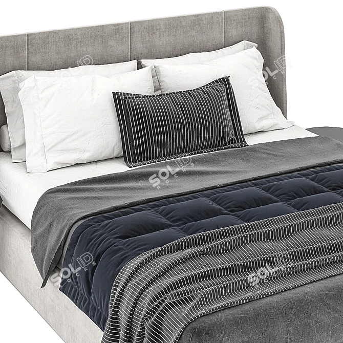 Modern Gray Bed - Ikea Tufjord 3D model image 2