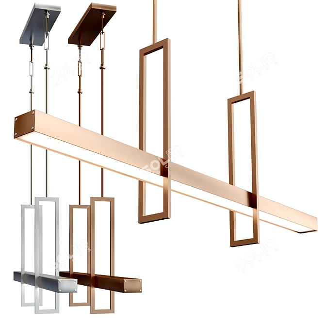 Sleek LED Linear Chandelier 3D model image 1