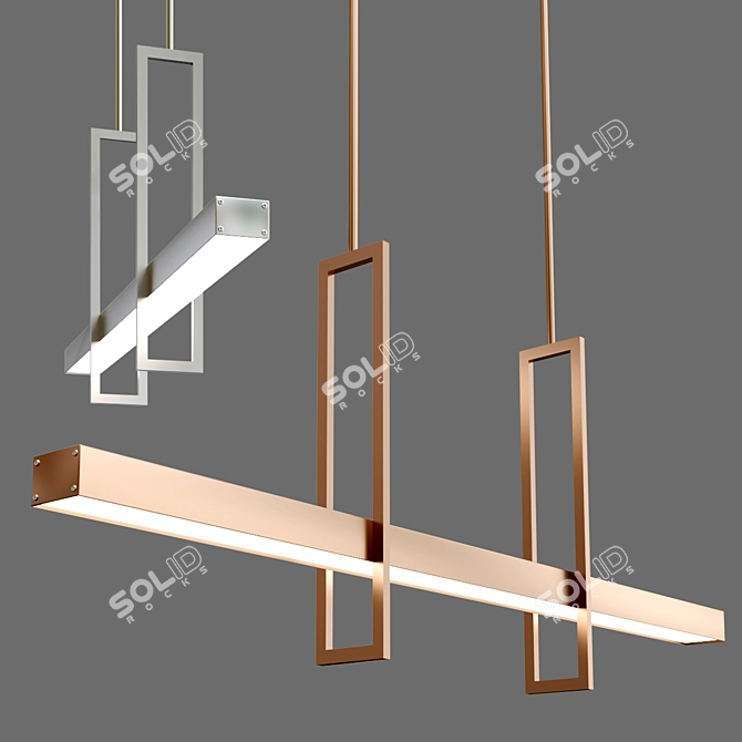 Sleek LED Linear Chandelier 3D model image 3