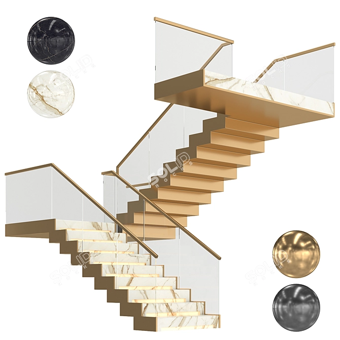 Contemporary Staircase Design 3D model image 1