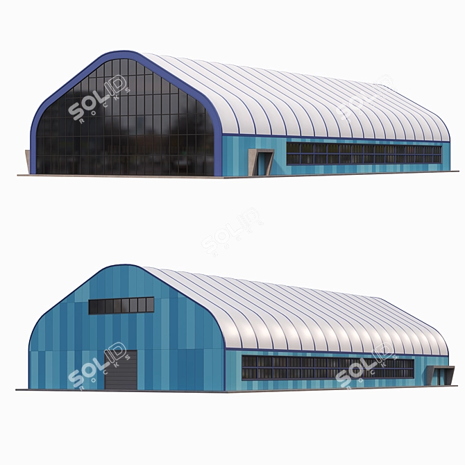 Sleek Tent Hangar - 25m x 57m 3D model image 1