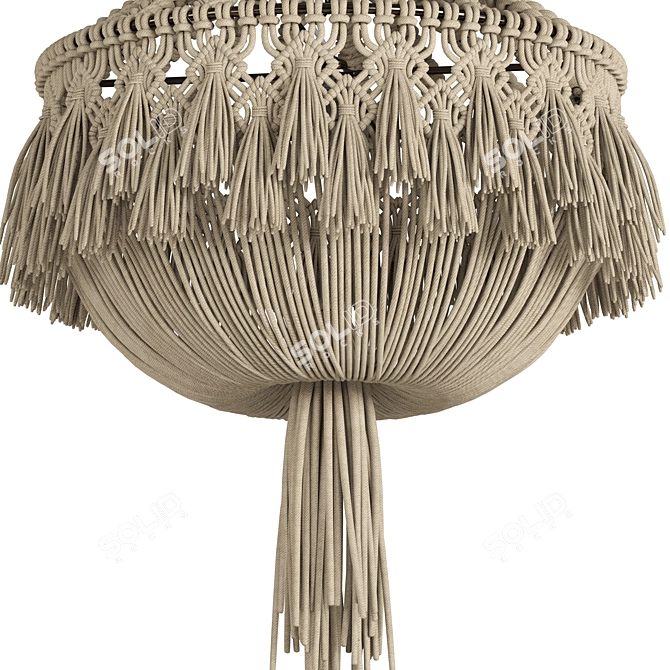 Boho Macrame Chandelier 3D model image 3