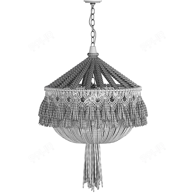 Boho Macrame Chandelier 3D model image 4