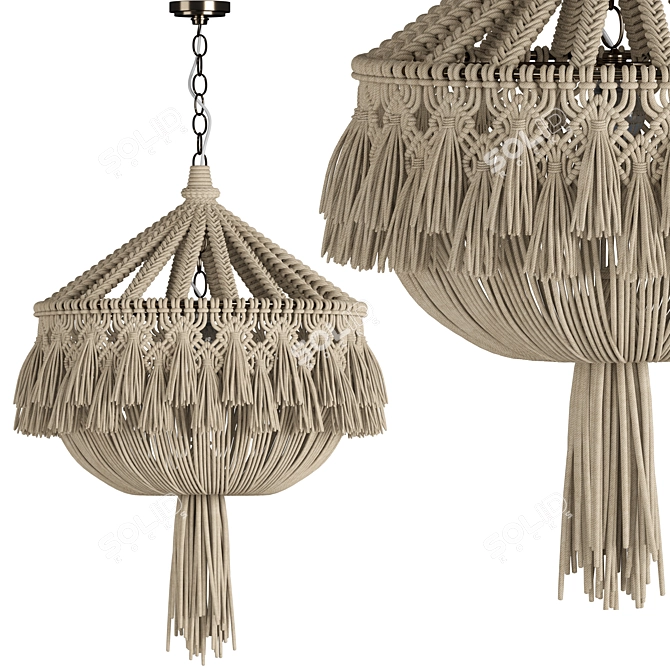 Boho Macrame Chandelier 3D model image 5