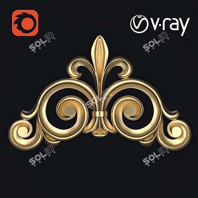 Elegant Floral 3D Ornament 3D model image 1