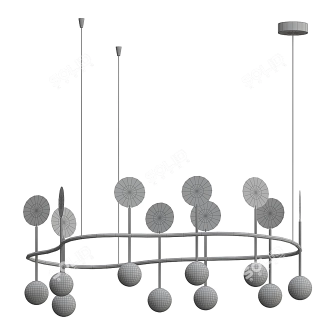 Sleek Row Pendant Light 3D model image 2