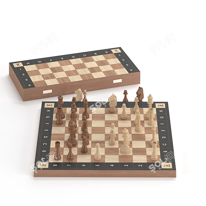 Classic Wooden Chess Set - 40x40cm 3D model image 2