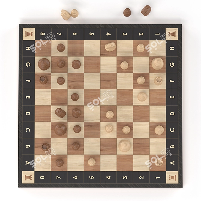 Classic Wooden Chess Set - 40x40cm 3D model image 3