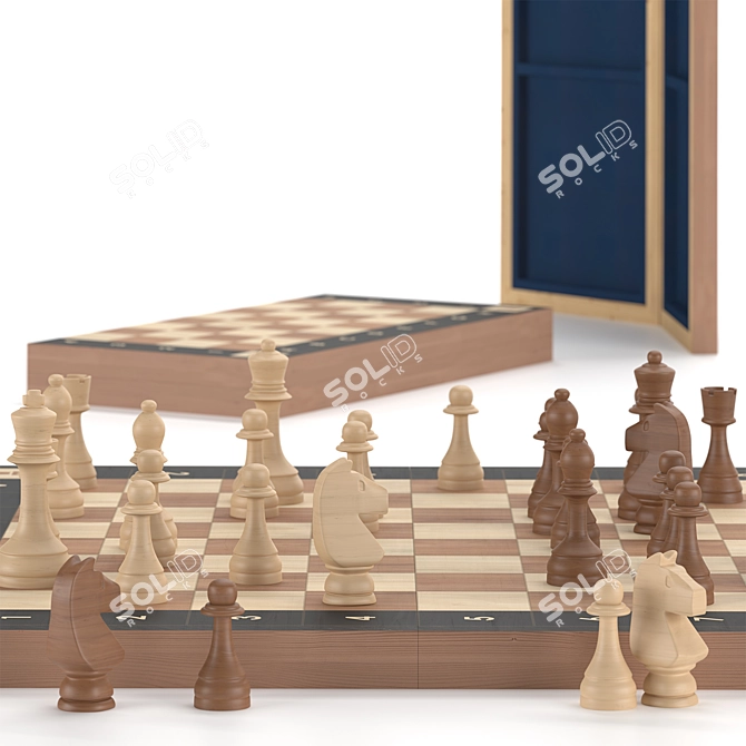 Classic Wooden Chess Set - 40x40cm 3D model image 4