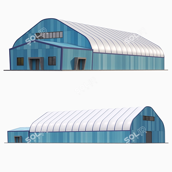 Versatile Tent Building with ABK: 25m x 45.5m x 13m 3D model image 1