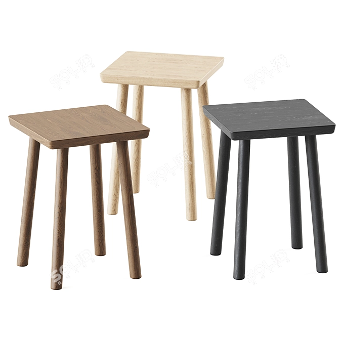 Acrocoro Wooden Stool by Atipico 3D model image 1