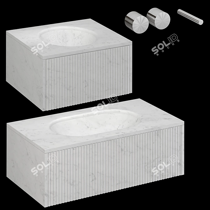 Sleek Wall-mounted Basin 3D model image 1