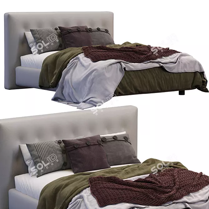Elegant Leather Arca Bed 3D model image 1