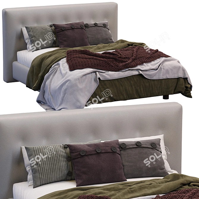 Elegant Leather Arca Bed 3D model image 3