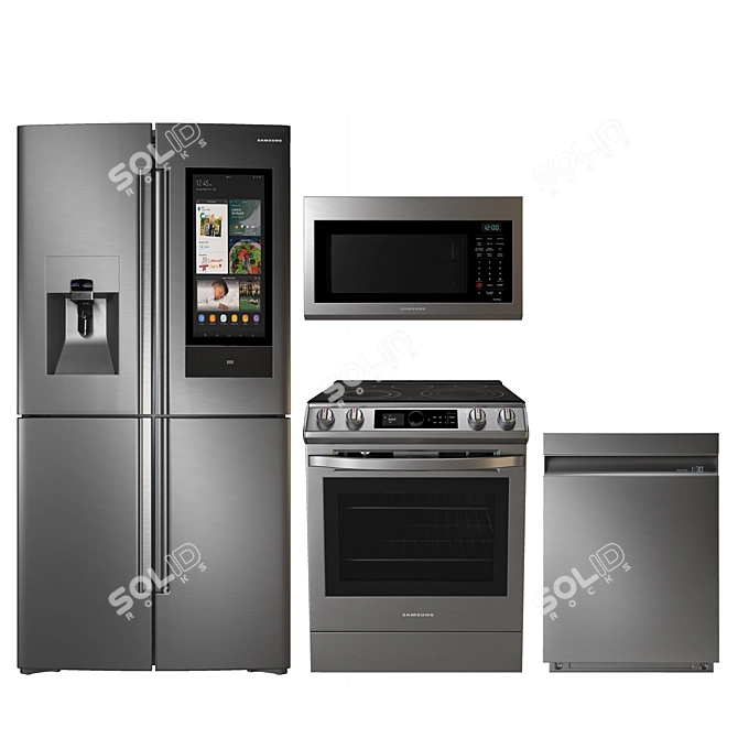 Samsung Appliance Set: Fridge, Range, Dishwasher 3D model image 1