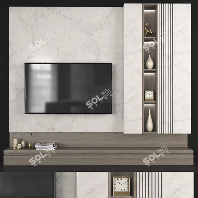 Sleek TV Wall Set with 65" Screen 3D model image 1