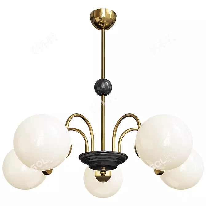 Sleek Milk Glass Ceiling Chandelier 3D model image 1