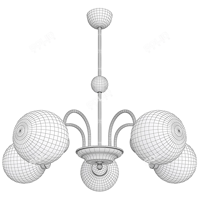 Sleek Milk Glass Ceiling Chandelier 3D model image 2