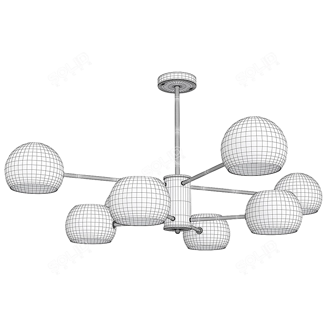 Multicolored Macaron Sputnik Chandelier 3D model image 2