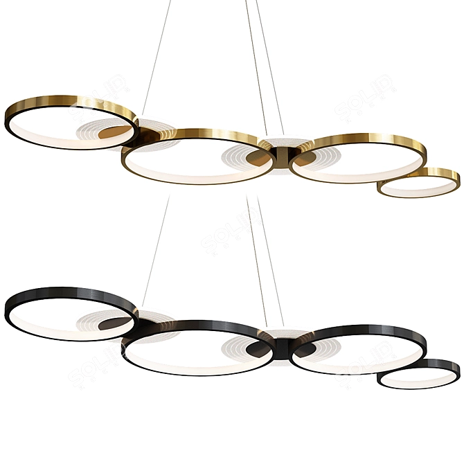 Modern Linear LED Pendant-Light with Wrought Iron & Acrylic 3D model image 1