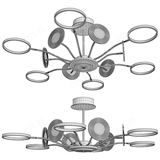 Sleek Acrylic Pendant Chandelier 3D model image 2