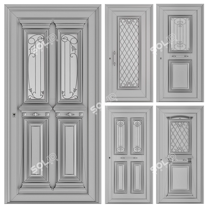 Classic Aluminum Exterior Doors 3D model image 2