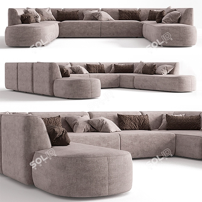 Luxurious Taupe Sofa - 4m x 3.5m 3D model image 1