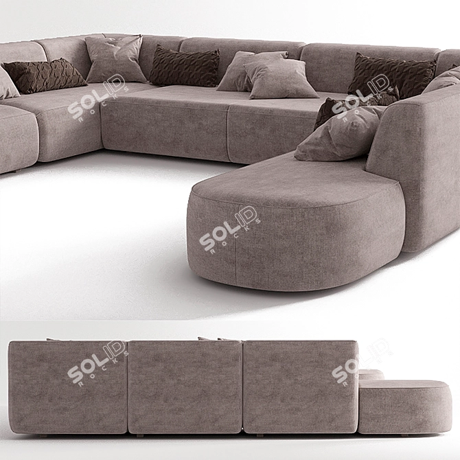 Luxurious Taupe Sofa - 4m x 3.5m 3D model image 3