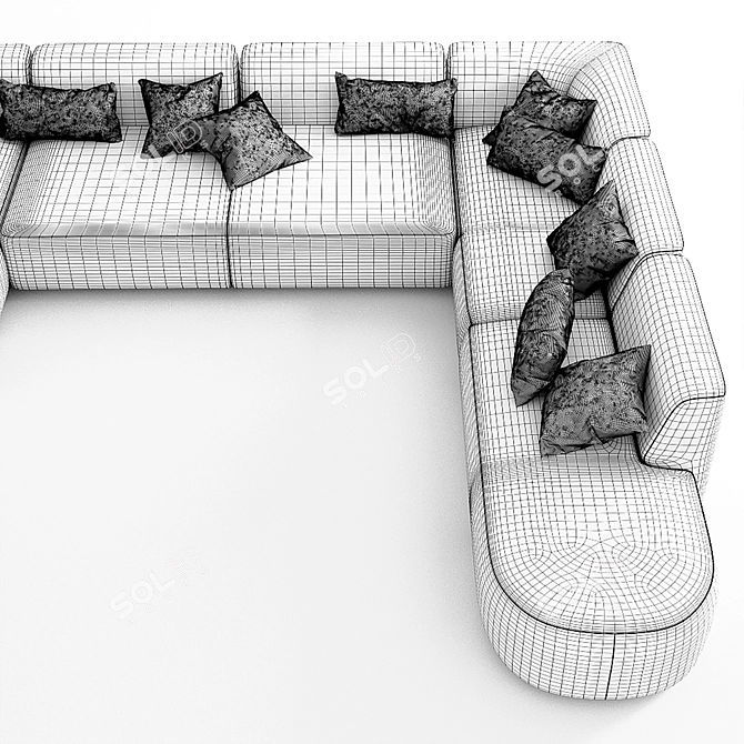 Luxurious Taupe Sofa - 4m x 3.5m 3D model image 4