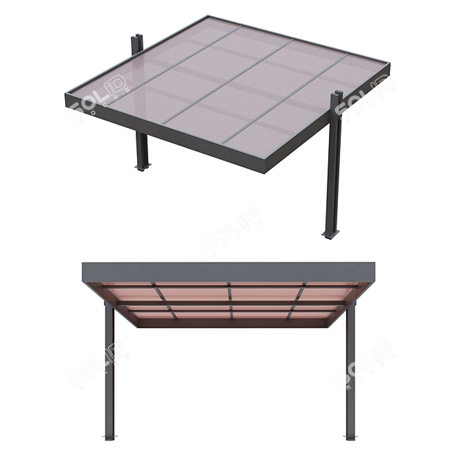 Durable Polycarbonate Carport 3D model image 1