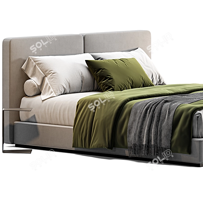 Luxurious Minotti Tatlin Ivory Bed 3D model image 2