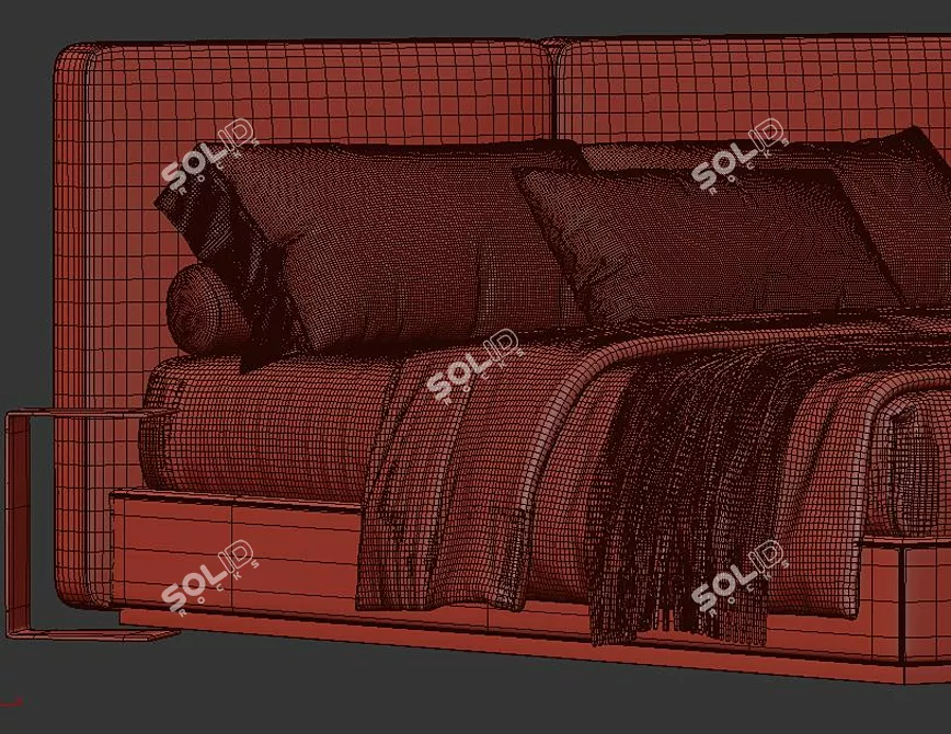 Luxurious Minotti Tatlin Ivory Bed 3D model image 4