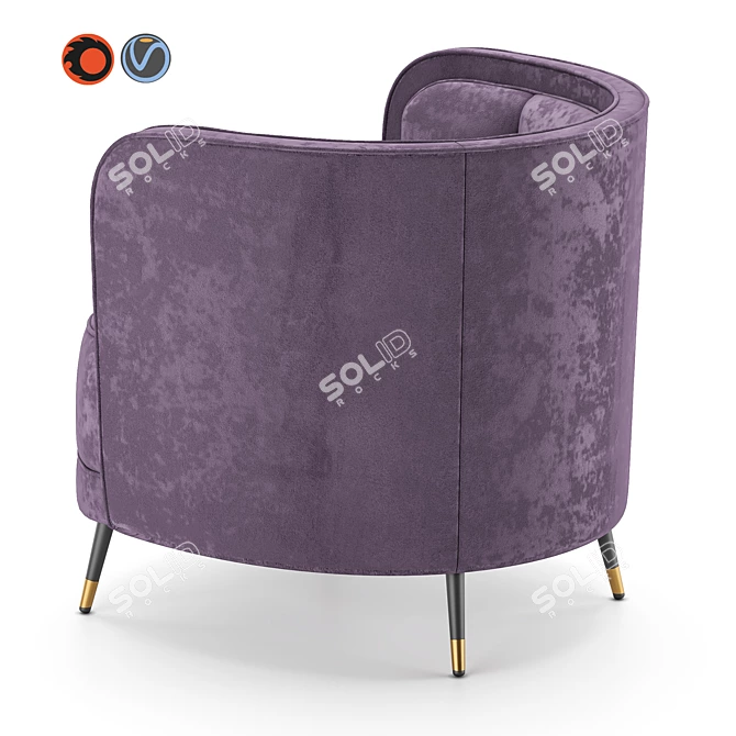 Gray Velvet Round Accent Chair 3D model image 4