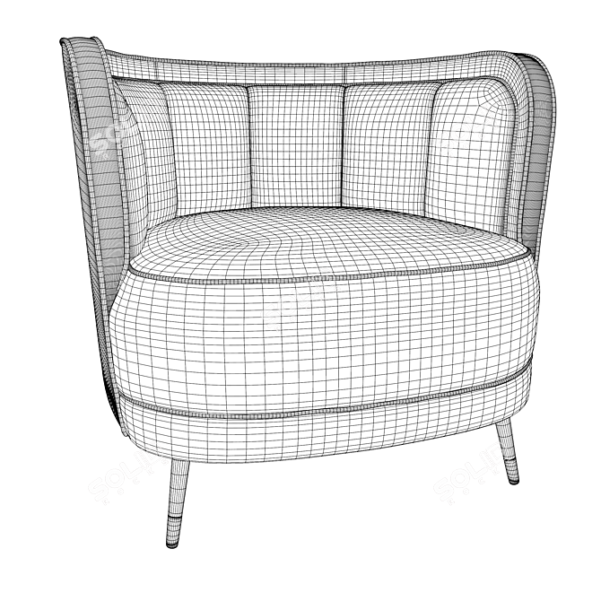 Gray Velvet Round Accent Chair 3D model image 5