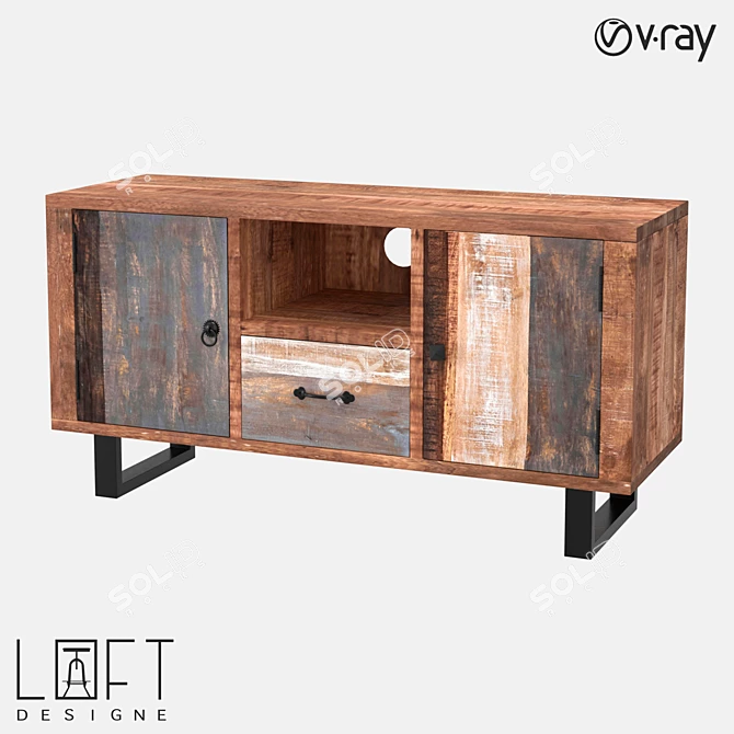 LoftDesigne 497: Stylish Mango Wood Chest of Drawers 3D model image 1