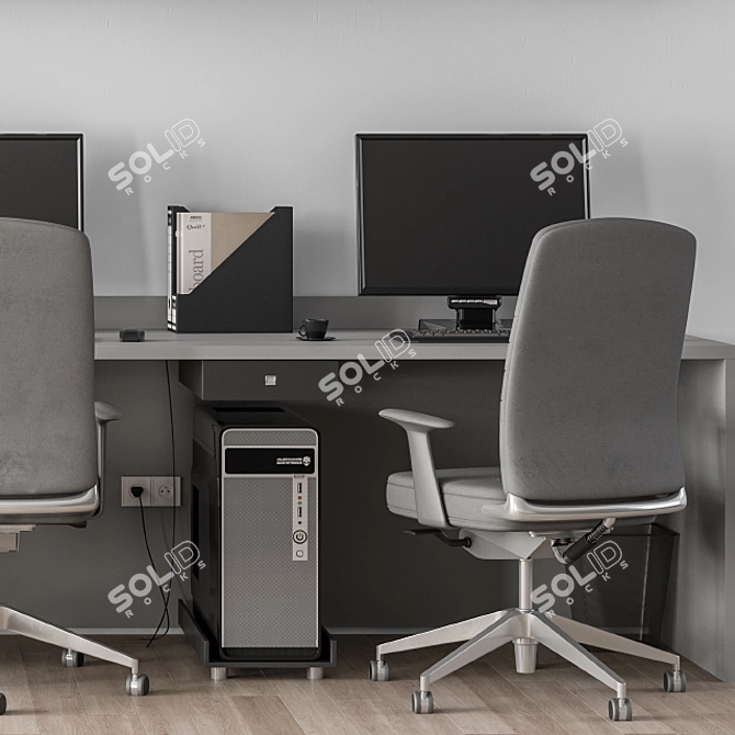 Brown & Black Employee Set - Office Furniture 3D model image 3