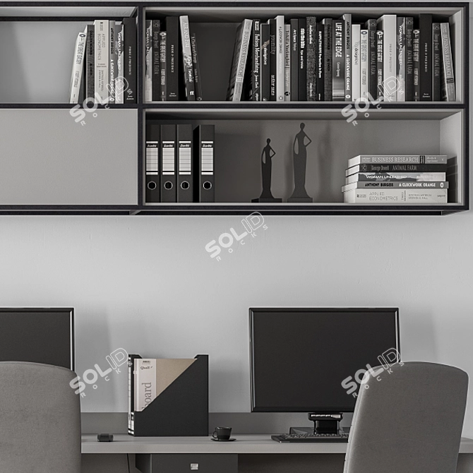 Brown & Black Employee Set - Office Furniture 3D model image 4